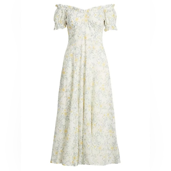 Polo Ralph Lauren Off The Shoulder Puff Sleeve Midi-Dress size 8 - Picture 2 of 6